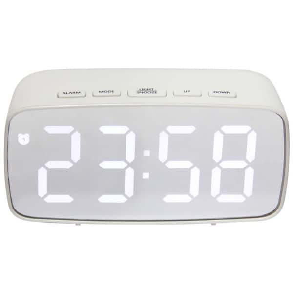 Infinity Instruments White Tabletop Digital Alarm Clock