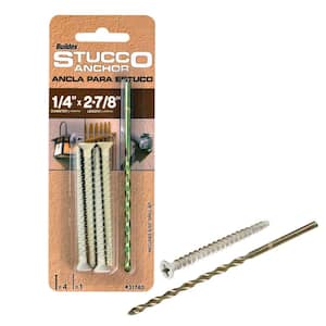 1/4 in. x 2-7/8 in. Steel Flat-Head Phillips Stucco Anchors with Drill Bit (4-Pack)