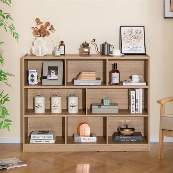 36.5 in. Tall Natural Wood 1-Shelf Standard Bookcase with Anti-toppling Kits