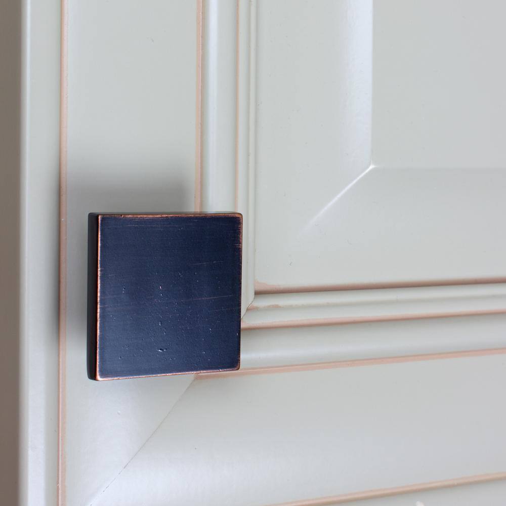 Oil Rubbed Bronze Modern Square Cabinet Knobs, 1.5-inch, Pack of 10