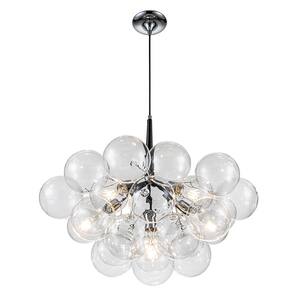 Alma 6-Light Black and Silver Bubble, Cluster, Globe Chandelier with Clear Glass for Dining/Living (Bulb Included)
