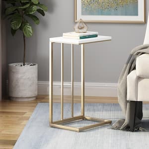 Durand 16.75 in. x 28 in. White C Table Wood End Table