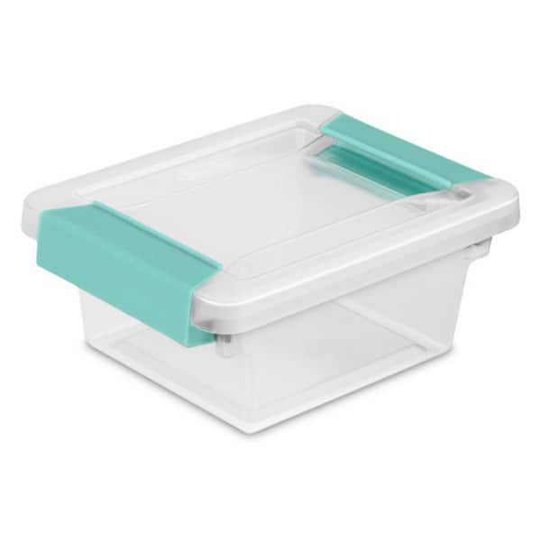 Sterilite 0.3 Qt. Storage Box Mini Clip with Blue Aquarium Latches in Clear (6-Pack)