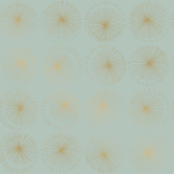 Tempaper Goodbye Moon Green & Metallic Gold Peel and Stick Wallpaper