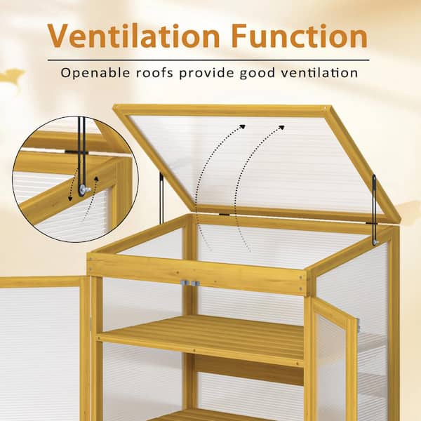 Greenhouse Wooden Cold Frame Greenhouse - 6-Section Polycarbonate Plant Protector (53x28x54 In) | Open Roof Design For Ventilation Cold Frame Greenhouses