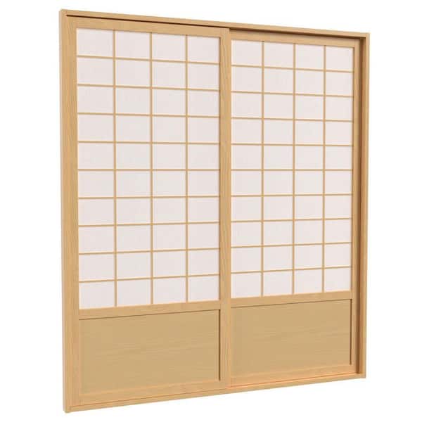7 ft. Natural Double Sided 2-Panel Sliding Door