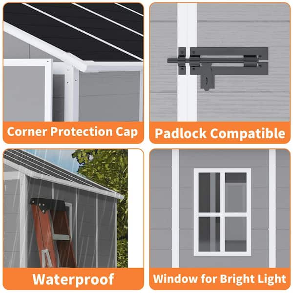 8 ft. W x 8 ft. D Resin Storage Shed with Floor for Garden and Backyard (60 sq. ft.)