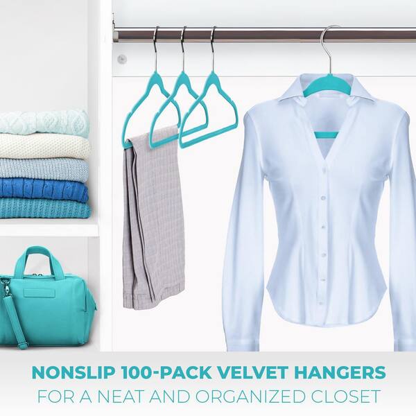 10 Piece Velvet Hanger, Turquoise, STORAGE ORGANIZATION, SHOP HOME BASICS