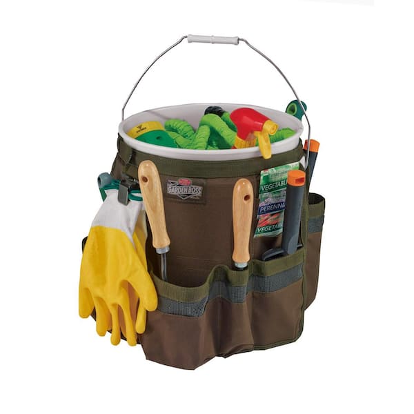 Heavy Duty 5 Gallon Bucket Organizer Garden DIY Tools Carrier Holder Totally with 42 Pockets - Green Black, Men's, Size: 17.9 x 11.8