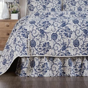 Dorset 16 in. Farmhouse Navy Floral King Bed Skirt