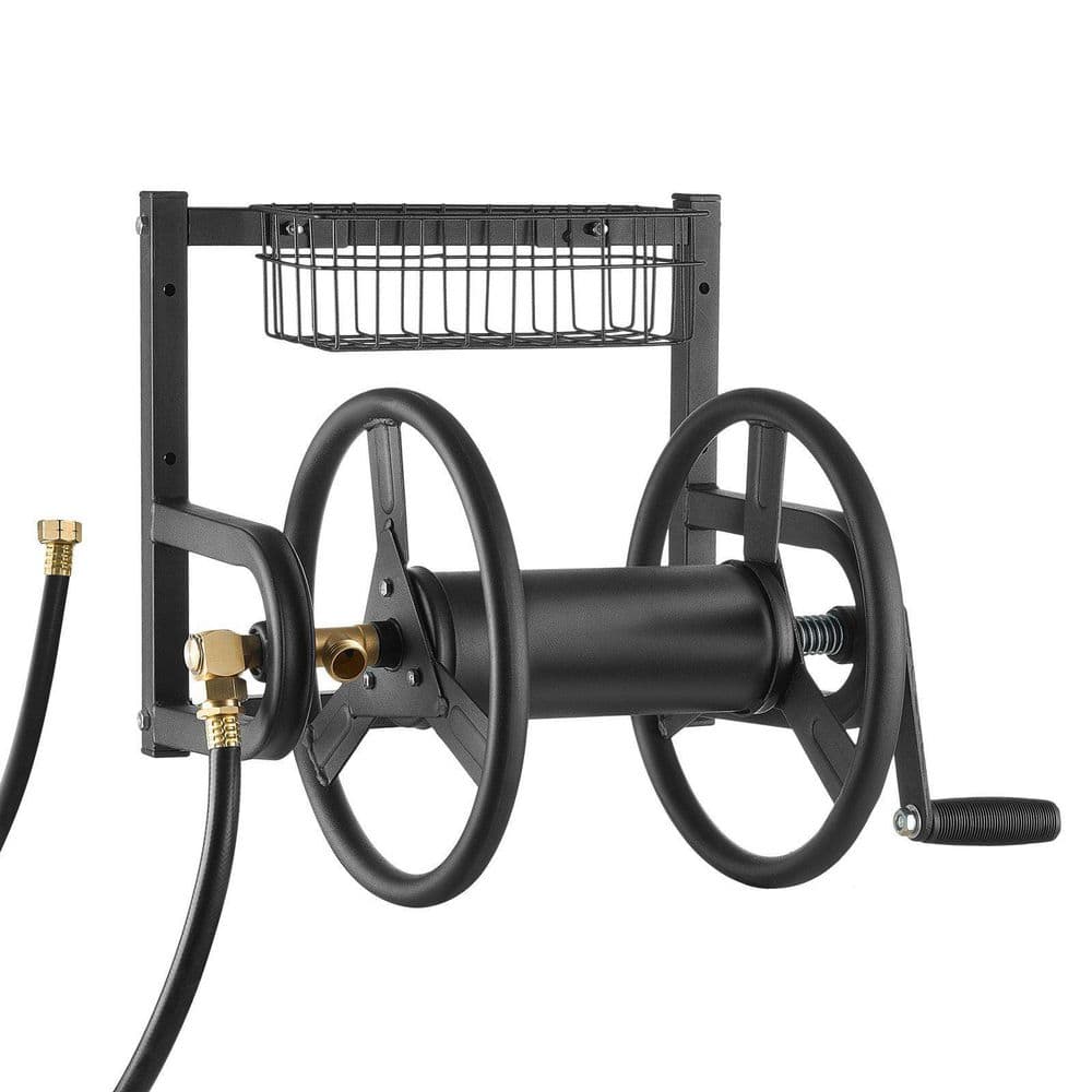 Heavy-Duty Steel Wall Mounted Garden Hose Reel, Hose Holder 5/8 in. dia. x 125 ft. with Brass Fitting, Basket price history on PriceWatchPro