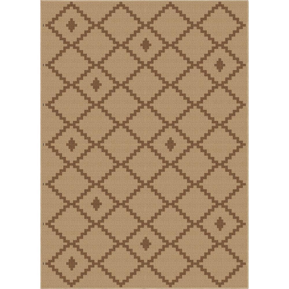 Well Woven Beige 5 ft. x 7 ft. FlatWeave WellJute Printed Akita
