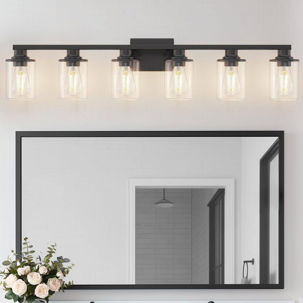 40 in. 6-Light Black Vanity Light Damp Rated for Bathroom with Dimmable No Bulbs Included price history on PriceWatchPro