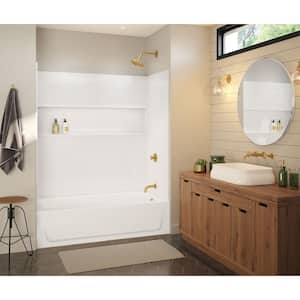NexTile 60 in. W x 32 in. D x 60 in. H Four-Piece Direct-to-Stud Composite Alcove Tub Surround in White