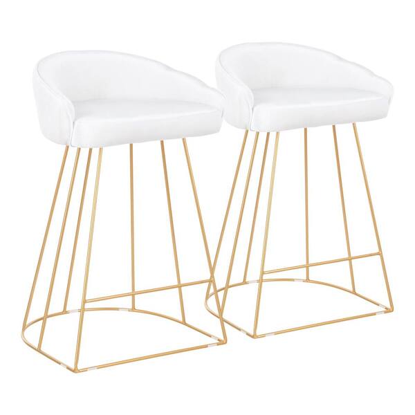 Lumisource Canary 26 In White Velvet, White Bar Stool Chairs