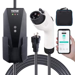 Level 1+2 EV Charger 16 Amp 120/240V Electric Vehicle Charger with 28 ft. Charging Cable NEMA 6-20P & NEMA 5-15 Adapter