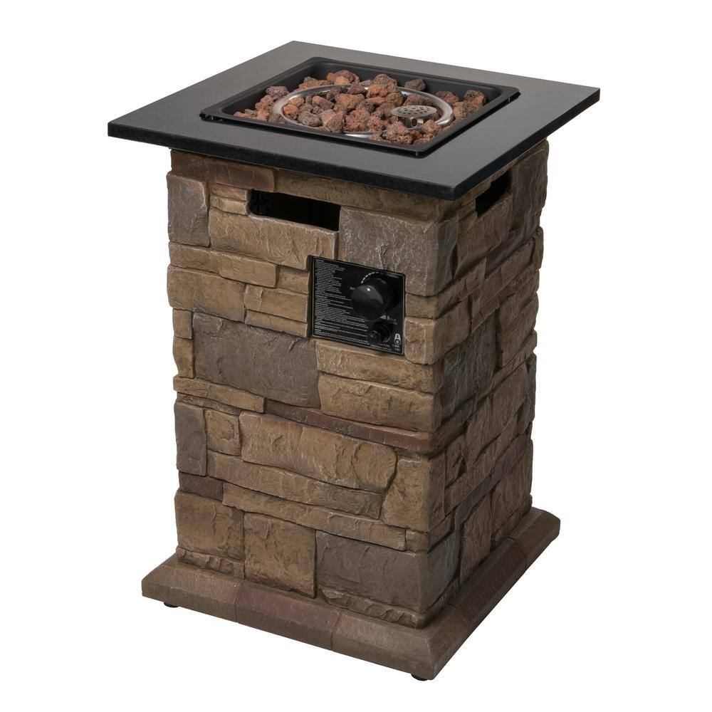 Bond Hill Envirostone 19.5 in. Square Gas Fire Column in Brown