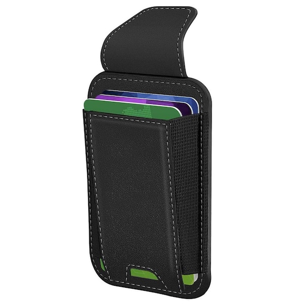 OBJLGEV Magnetic Wallet with Privacy Flap Magnetic Card Holder for iPhone 16-12 Models Leather Phone Wallet Holds 7 Cards, Black
