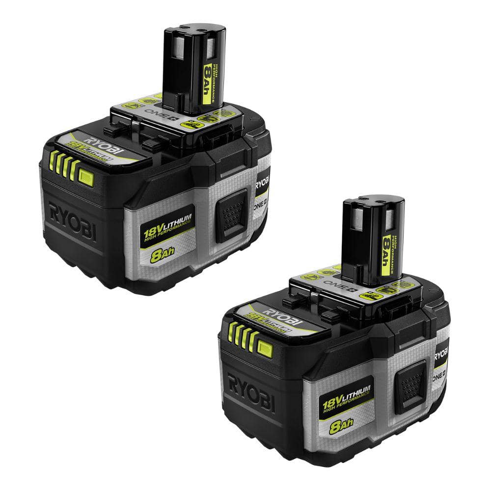 RYOBI ONE+ 18V 8.0 Ah Lithium-Ion HIGH PERFORMANCE Battery (2-Pack