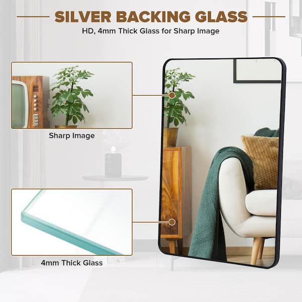 Seafuloy 40 in. W x 30 in. H Gold Bathroom Wall Mirror Modern