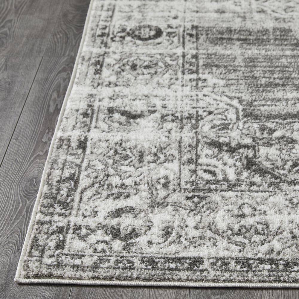 Ivory and Gray 9' x 12' Synthetic Oriental Rug