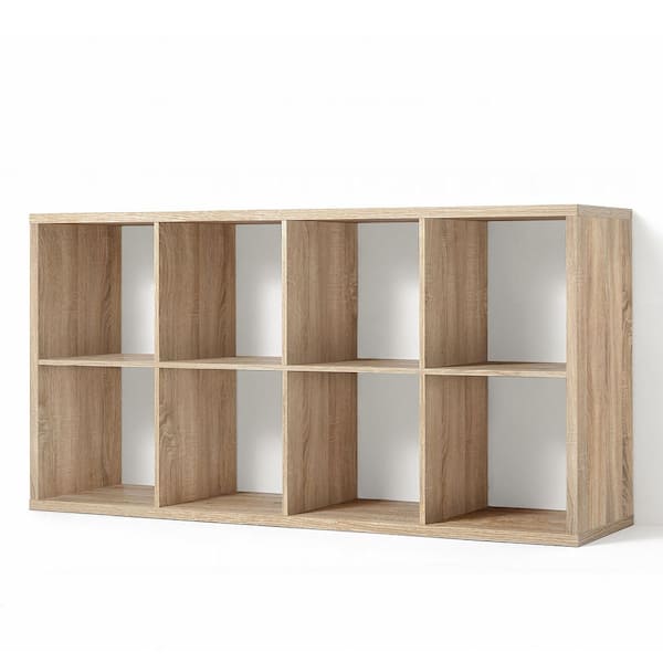 29 in. H x 56.6 in. W x 14.6 in. D Natural Oak 8-Cube Storage Organizer
