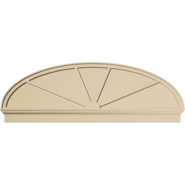 Ekena Millwork 74-in. W x 25-3/8-in. H x 2-3/4-in. P Elliptical 4 Spoke Signature Urethane Combination Pediment, Primed Tan