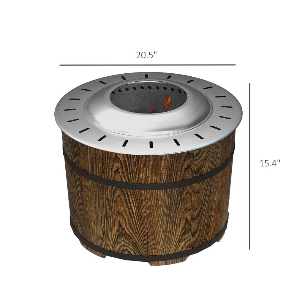 20" Brown Composite Round Smokeless Fire Pit with Fireproof Mat