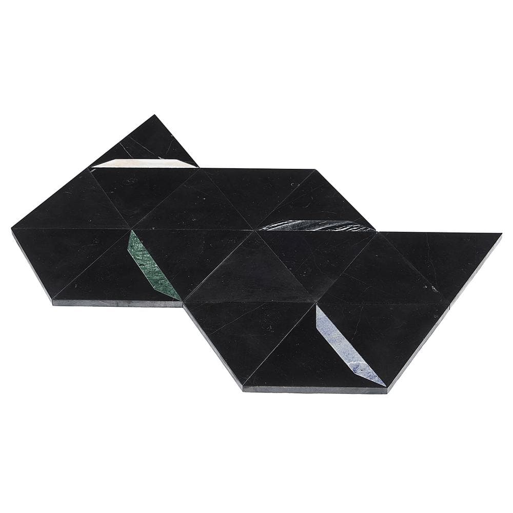Santana Black Marble Hexagon Mosaic Tile