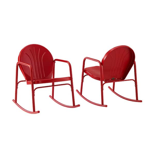 Crosley Furniture Griffith Red Metal Outdoor Rocking Chair 2 Pack Co1013 Re The Home Depot - Patio Rocking Chairs Metal