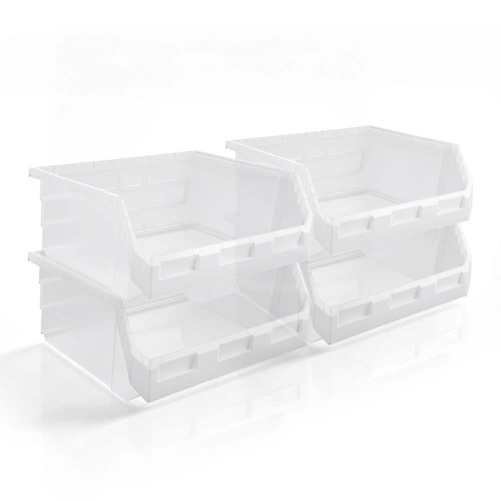 Open Front Stackable Garage Plastic Storage Bin – Organize Tools, Hardware & Shelving - X-Large, Set of 4, Clear price history on PriceWatchPro