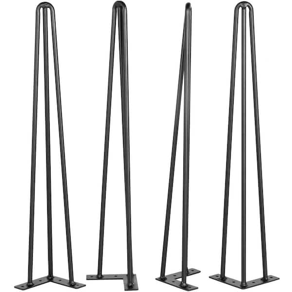 20 in. Black Hairpin Legs Set of 4, for Desks and Tables, 880 lbs. Total Support (220 lbs. Each), Triple-Rod 2025 update