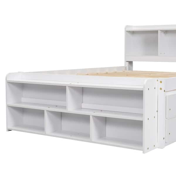 最終値下げ！！Drawer、オフホワイトジレ Harper & Bright Designs White Wood Frame Full Size Platform