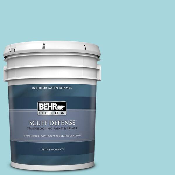 BEHR ULTRA 5 gal. #520C-3 Rapture Blue Extra Durable Satin Enamel Interior Paint & Primer