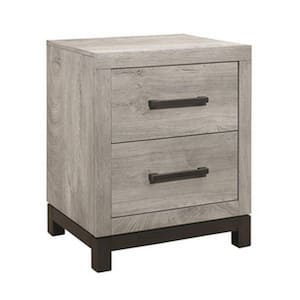 20 in. Gray 2-Drawer Wooden Nightstand