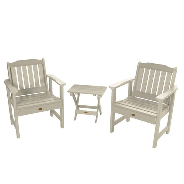 Highwood Lehigh Whitewash 3-Piece Recycled Plastic Outdoor Conversation Set