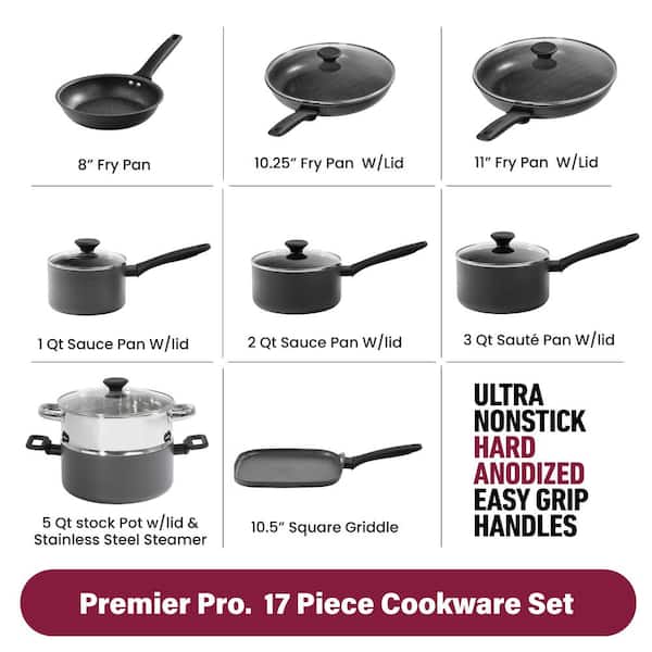 17Piece kitchen Induction Cookware Set Granite Non Stick Pots and Pans Set  w/Lid