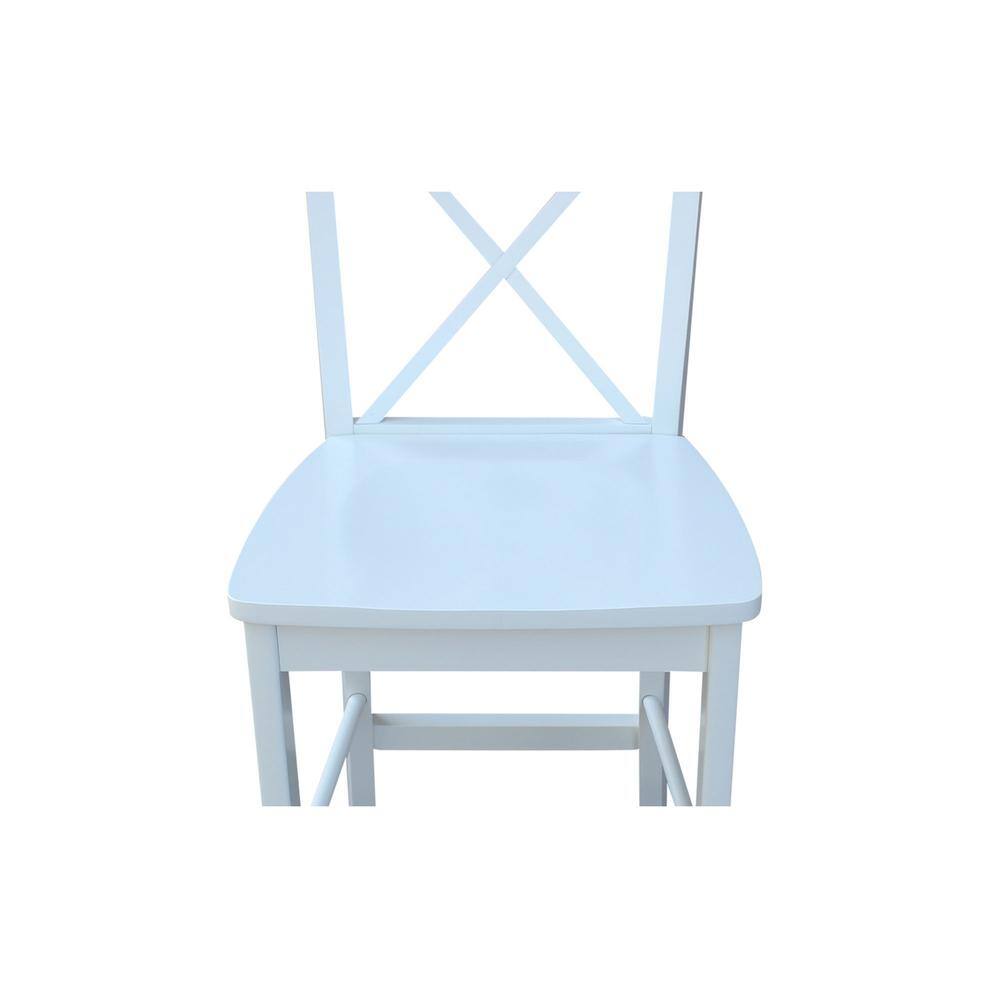 White Solid Wood Round Counter Height Table with 2 X-Back Stools