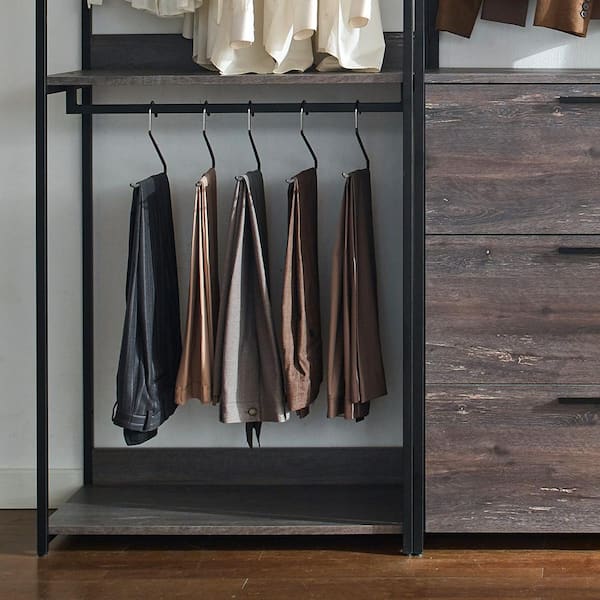 Free Standing Closet Organizer with Removable Drawers and Shelves-Gray | Costway