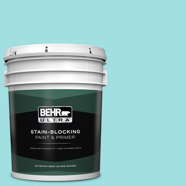 BEHR ULTRA 5 gal. #P460-2 Tropical Waterfall Semi-Gloss Enamel Exterior Paint & Primer