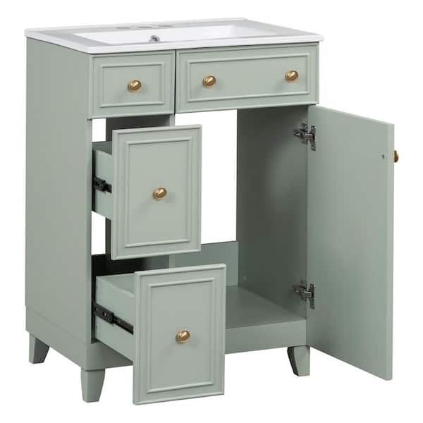 COWLOWN 24 in. W x 18 in. D x 34 in. H Bathroom Green Linen Cabinet