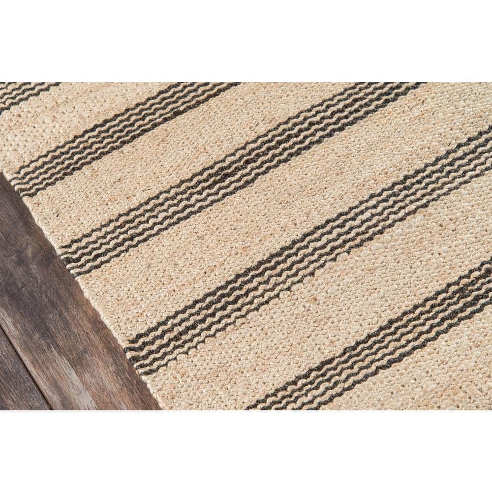 Charcoal Stripe Handwoven Jute Runner Rug 2'3" X 10'