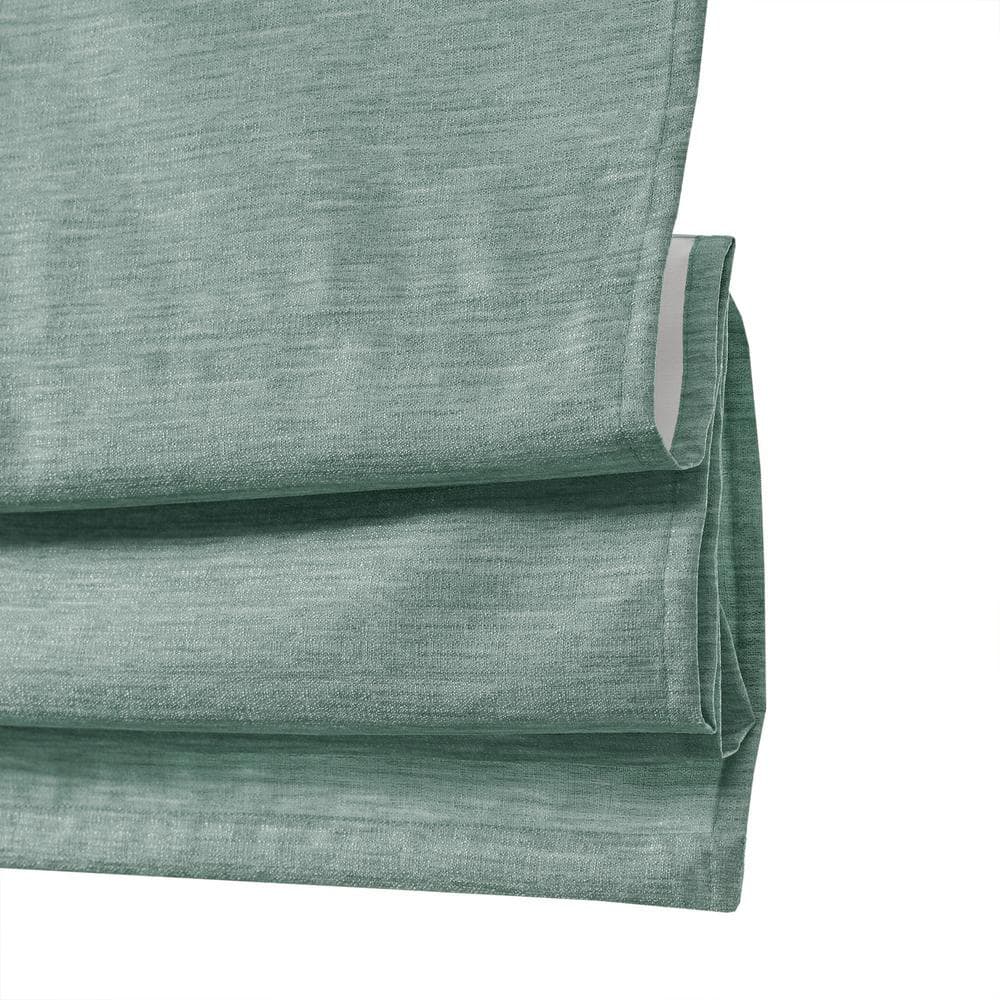 Green Faux Silk Cordless Blackout Roman Shade, 31" x 64"