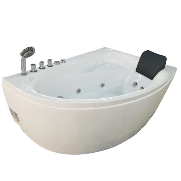 Eago AM189ETL-R 72 Acrylic Whirlpool Bathtub w/ Fixtures, Right Drain - White