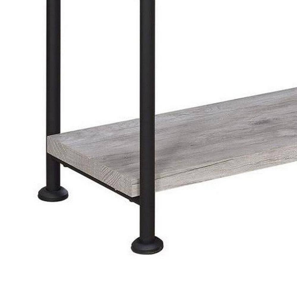 Gray Driftwood and Black Metal 4-Tier Bookcase