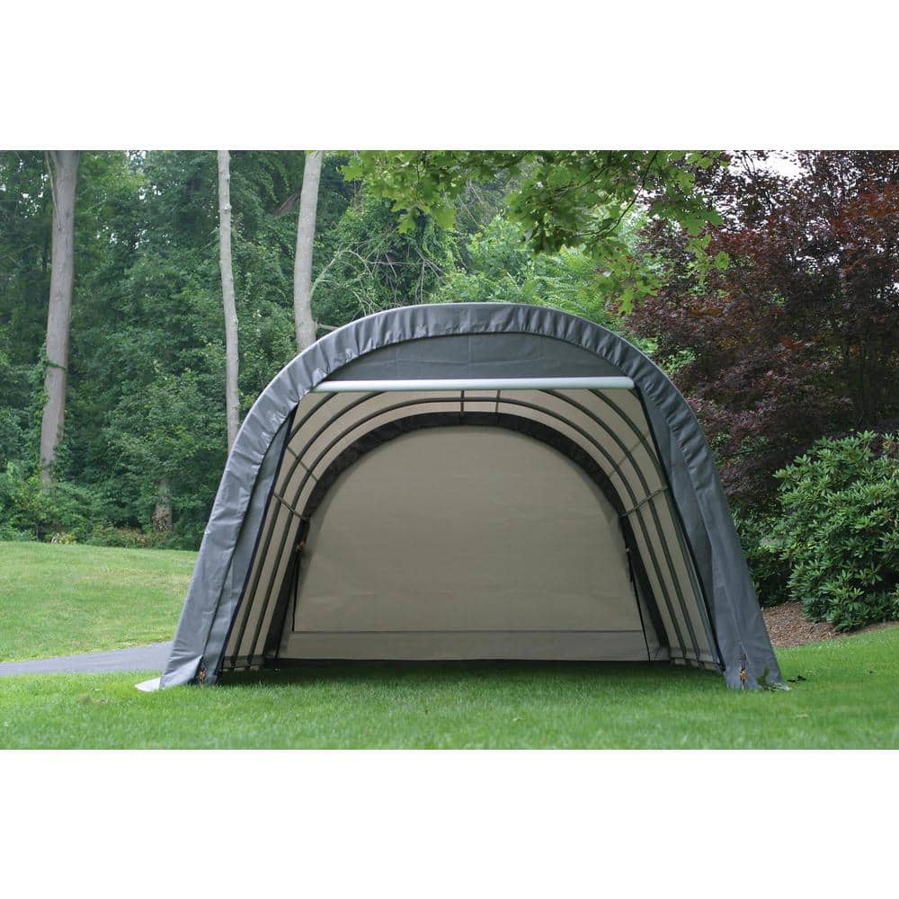 12' x 20' Gray Portable Round Garage with Zippered Doors