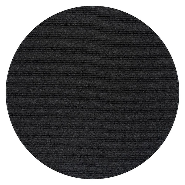 Beverly Rug Oasis Non-Slip Dark Grey 6 ft. Round Solid Indoor Area Rug