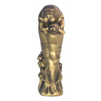 36 in. Manatee and Her Cub Nautical Beach Statue Antique Gold Finish