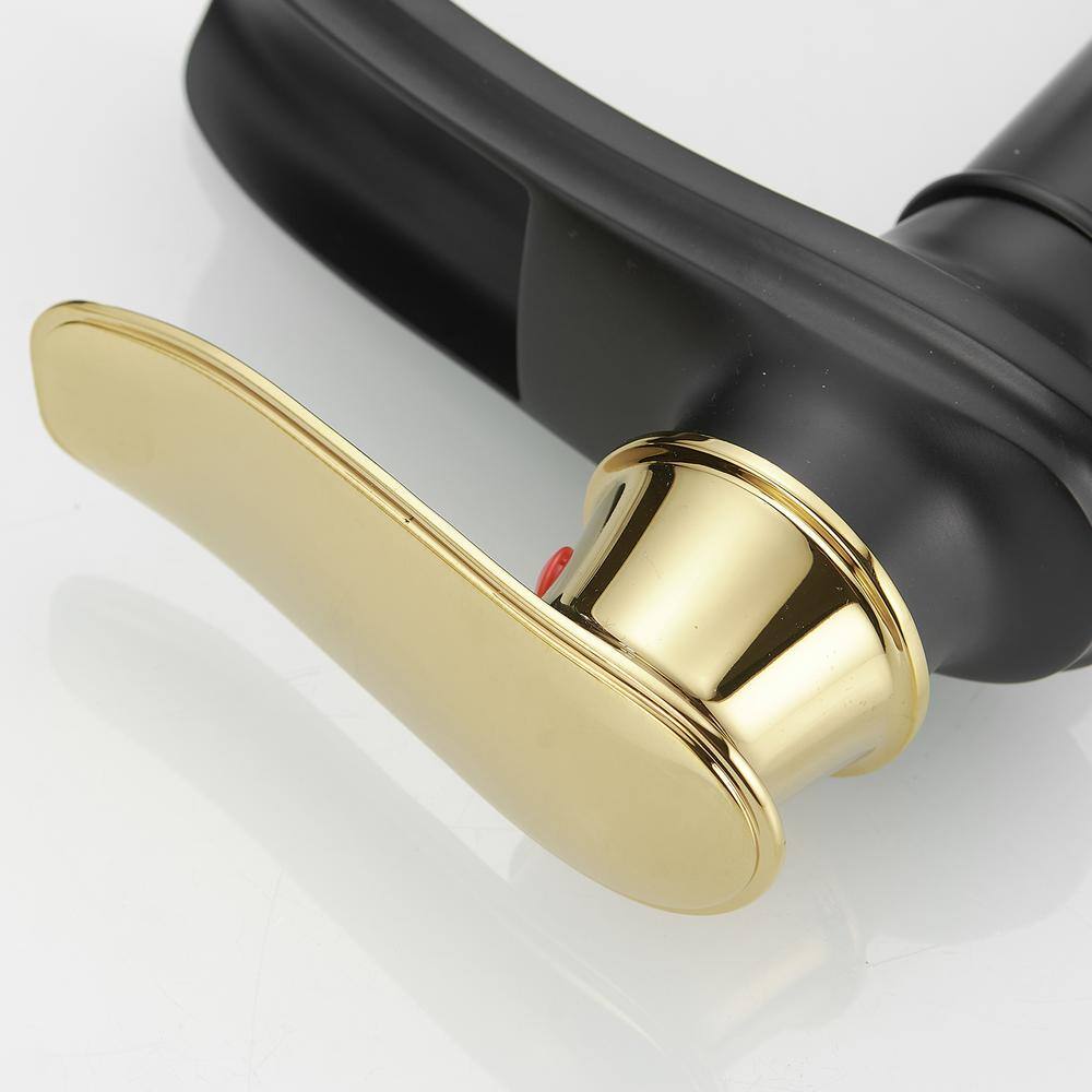 Gold and Black Waterfall Single Handle Bathroom Vessel Faucet