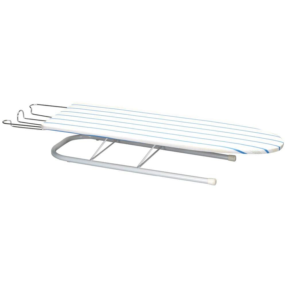 HOUSEHOLD ESSENTIALS White Table Top Ironing Board with April Stripe Cover 130101W The Home Depot